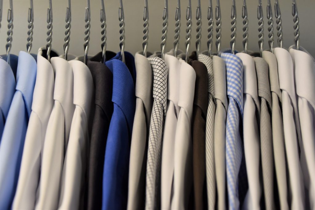 Row of Hanging Dress Shirts